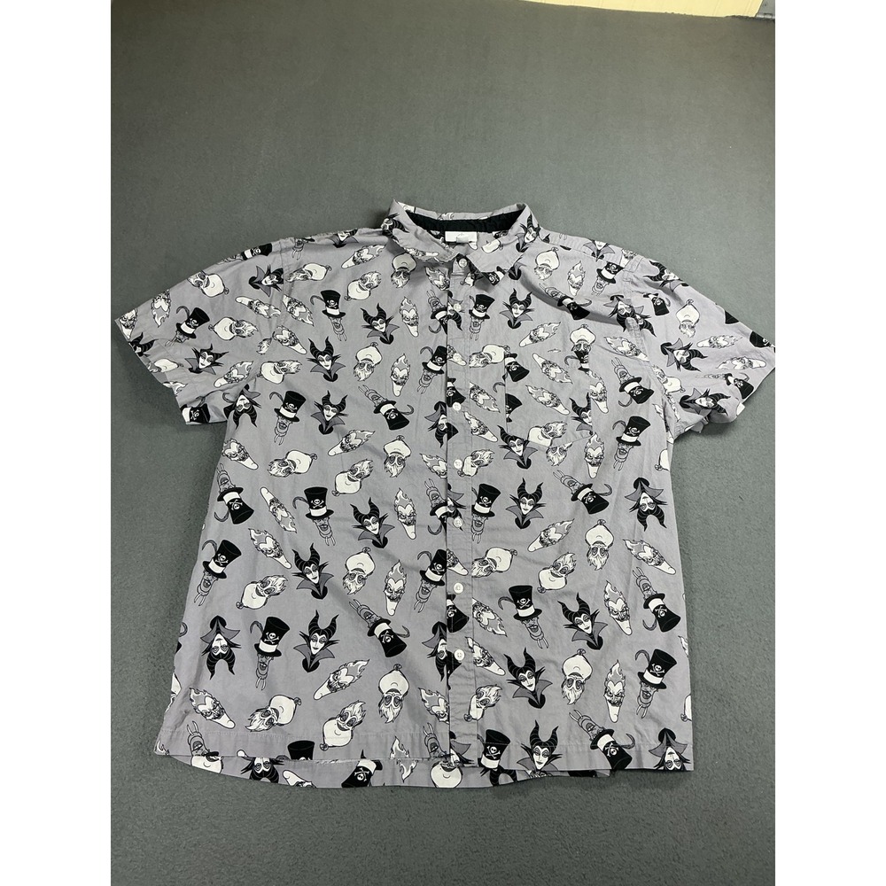 Disney Villains Short Sleeve‎ Button Up Shirt Men's XXL Maleficent Hades Ursula